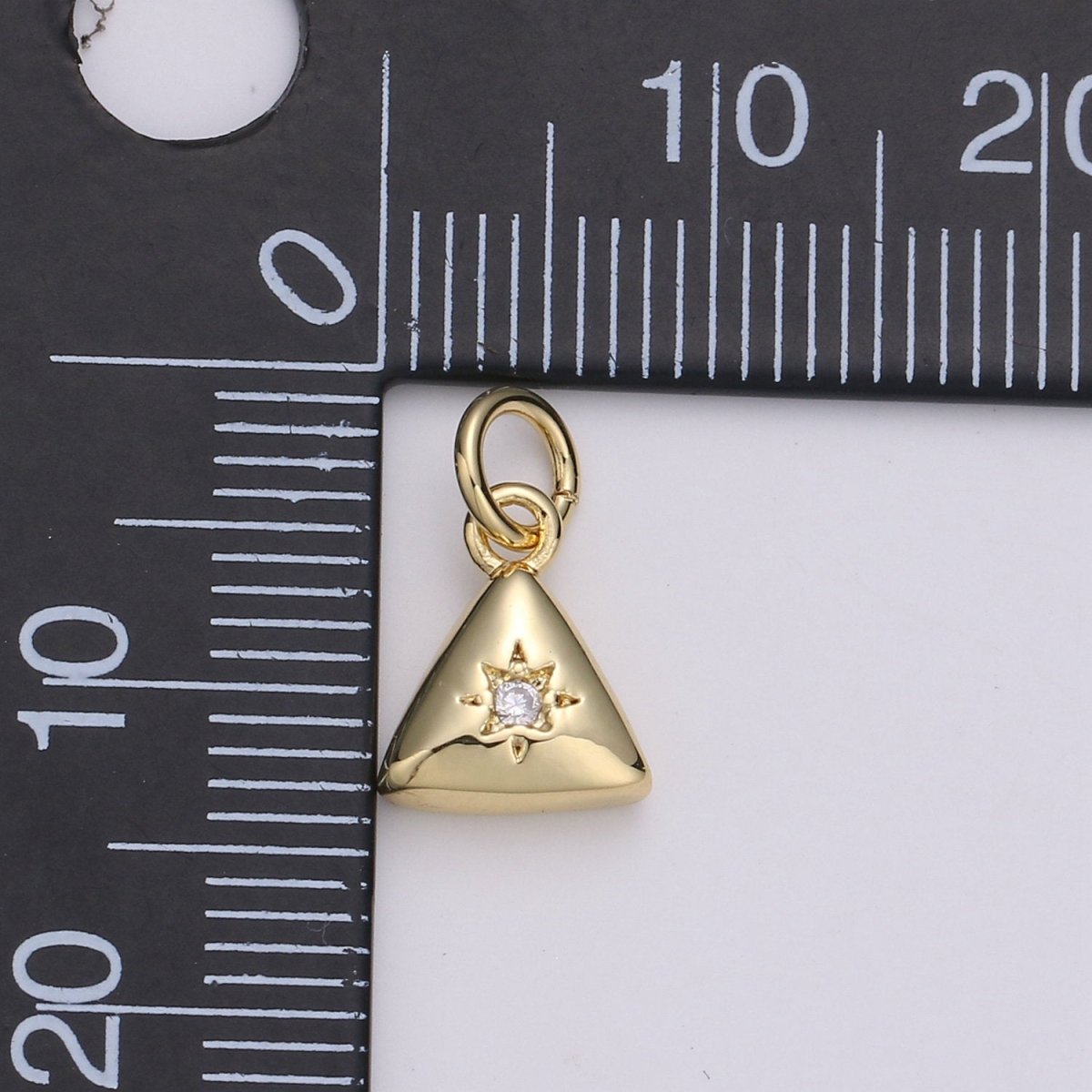 Dainty 14k Gold Filled North Star Charm Cubic Zirconia Triangle Pendant in Gold micro Pave CZ North Star Pendant Jewelry Making, D-421