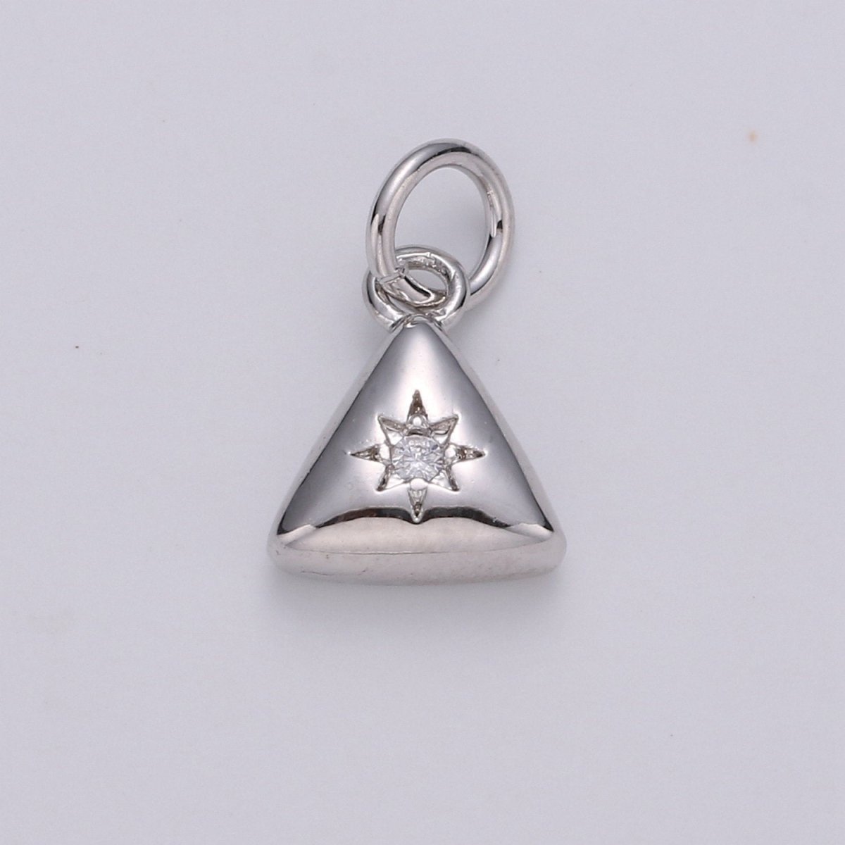 Dainty 14k Gold Filled North Star Charm Cubic Zirconia Triangle Pendant in Gold micro Pave CZ North Star Pendant Jewelry Making, D-421
