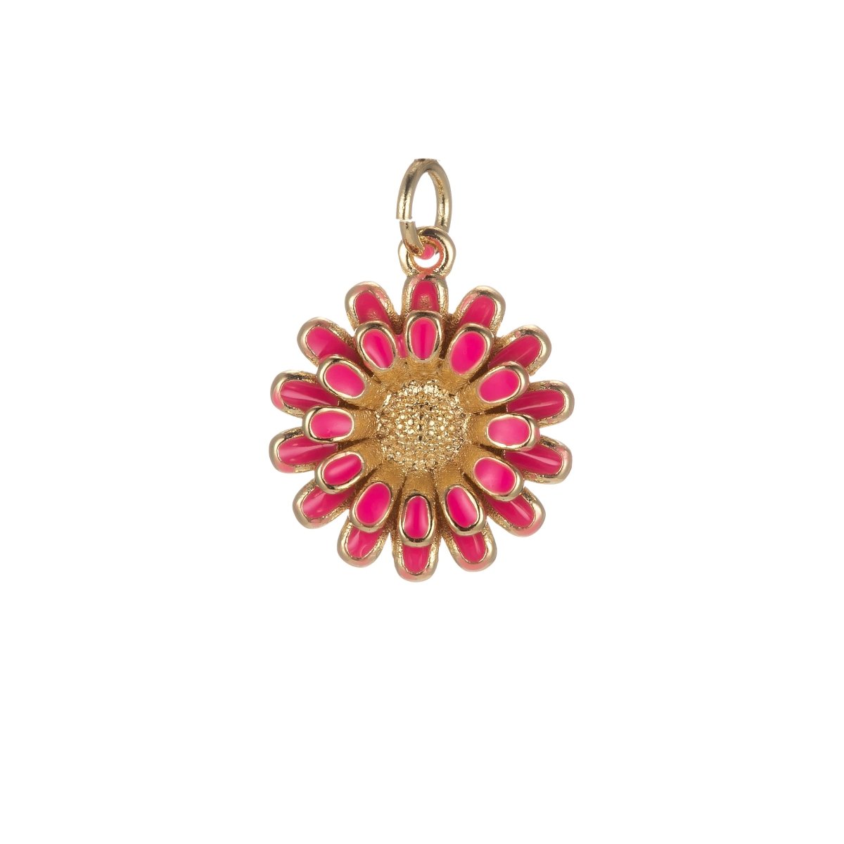 Dainty 14k Gold Filled Sun Flower Charm Enamel Floral Flower Charm Summer Trend Jewelry E-833-E-842