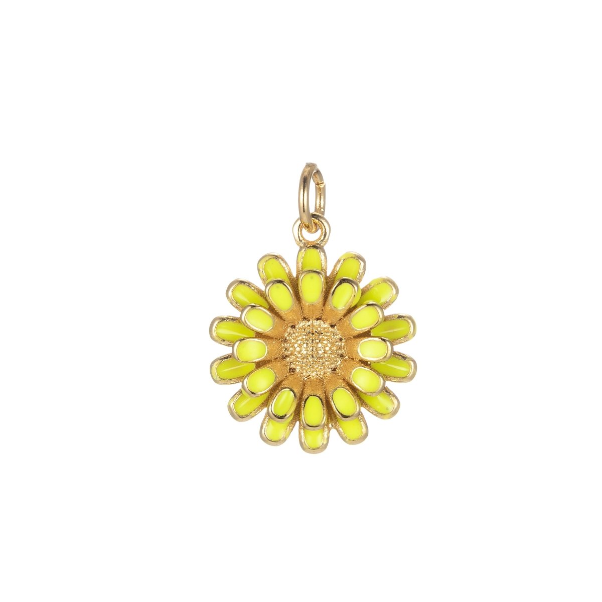 Dainty 14k Gold Filled Sun Flower Charm Enamel Floral Flower Charm Summer Trend Jewelry E-833-E-842