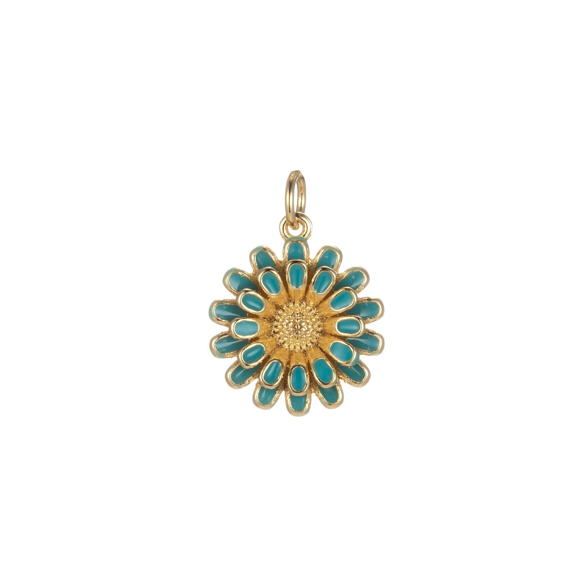 Dainty 14k Gold Filled Sun Flower Charm Enamel Floral Flower Charm Summer Trend Jewelry E-833-E-842