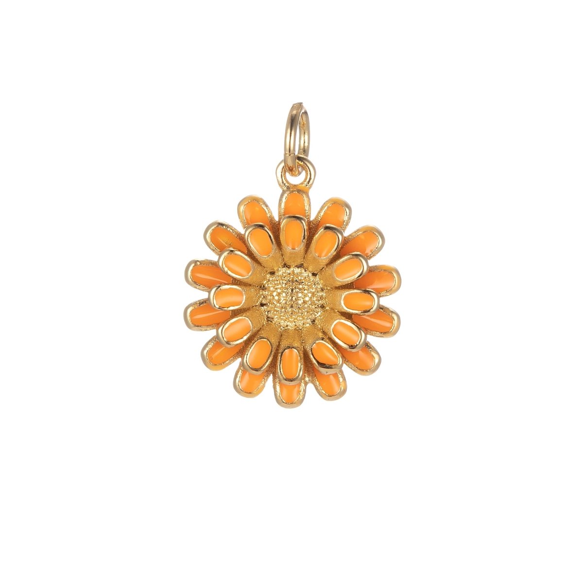 Dainty 14k Gold Filled Sun Flower Charm Enamel Floral Flower Charm Summer Trend Jewelry E-833-E-842