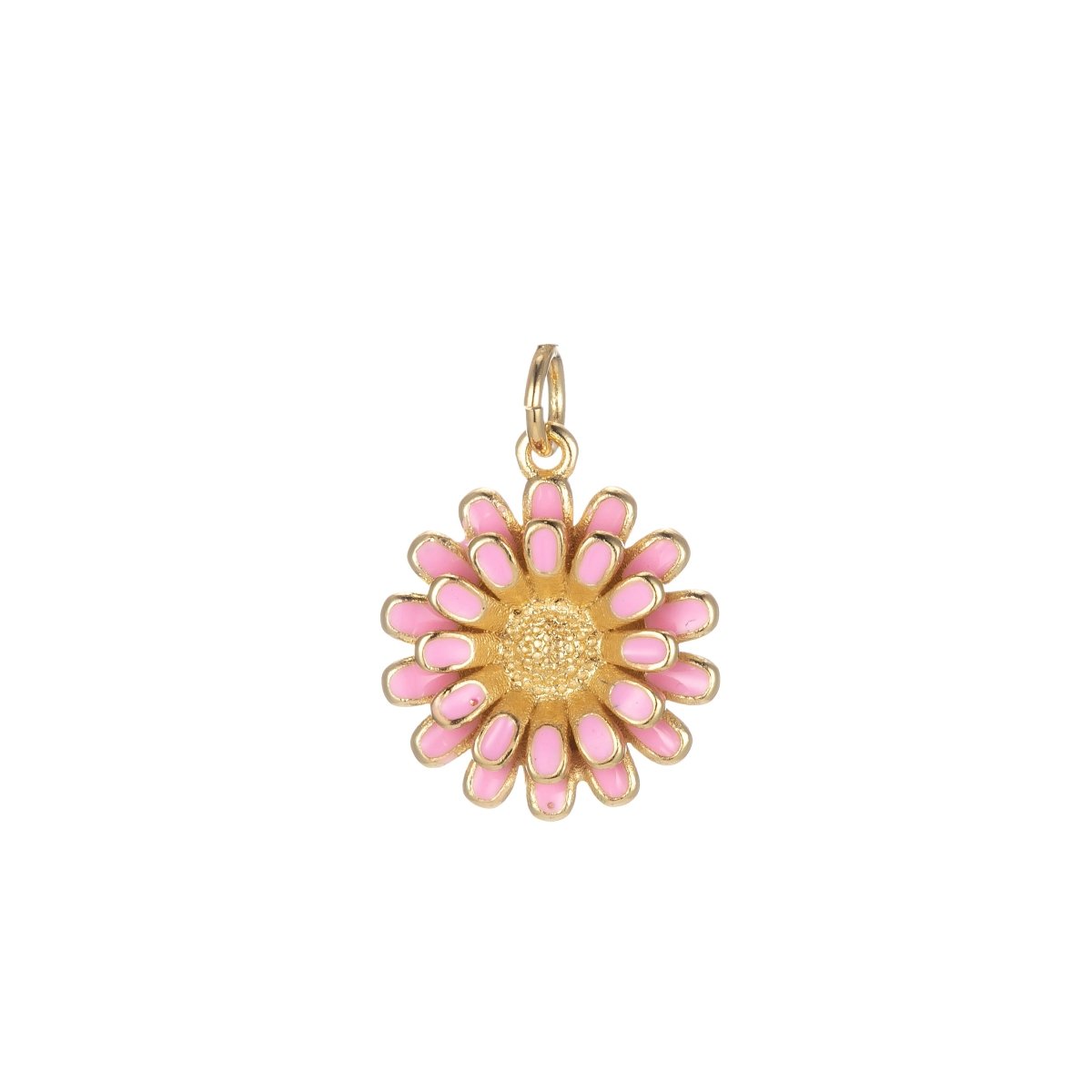 Dainty 14k Gold Filled Sun Flower Charm Enamel Floral Flower Charm Summer Trend Jewelry E-833-E-842