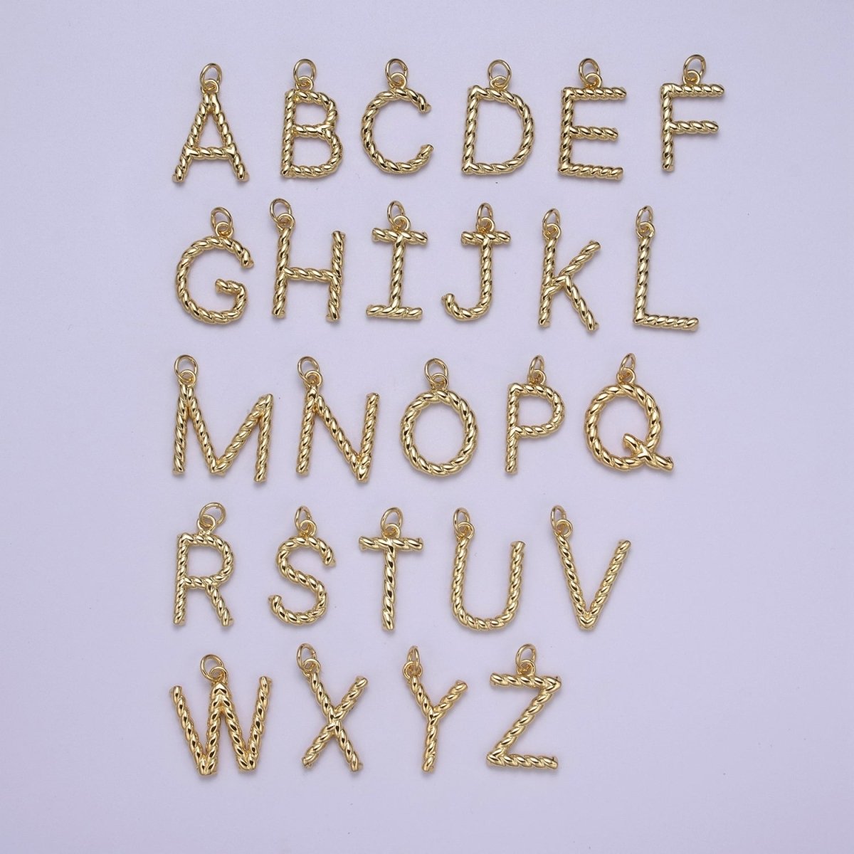 Dainty 14k Gold Filled Tiny Twisted Initial, Letter Alphabet Rope charms Mini Gold Pendant Charm for Personalized Necklace Bracelet Earring Add on A-351~A-363