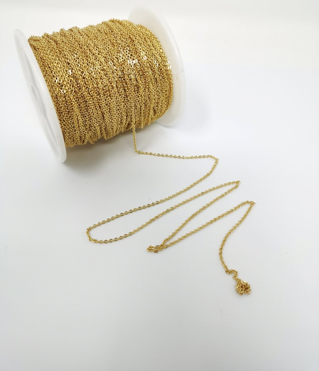 Dainty 16K Gold Filled Chain by Yard For Jewelry Making, Lead Free Nickel Free Chain for Necklace | ROLL-024 - DLUXCA