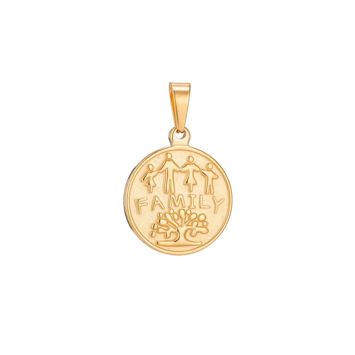 Dainty 18K Gold Fill Tree of Life Family Tree Coin Love Memories Keepsake Necklace Pendant Charm Bead Bails Findings for Jewelry Making J-409