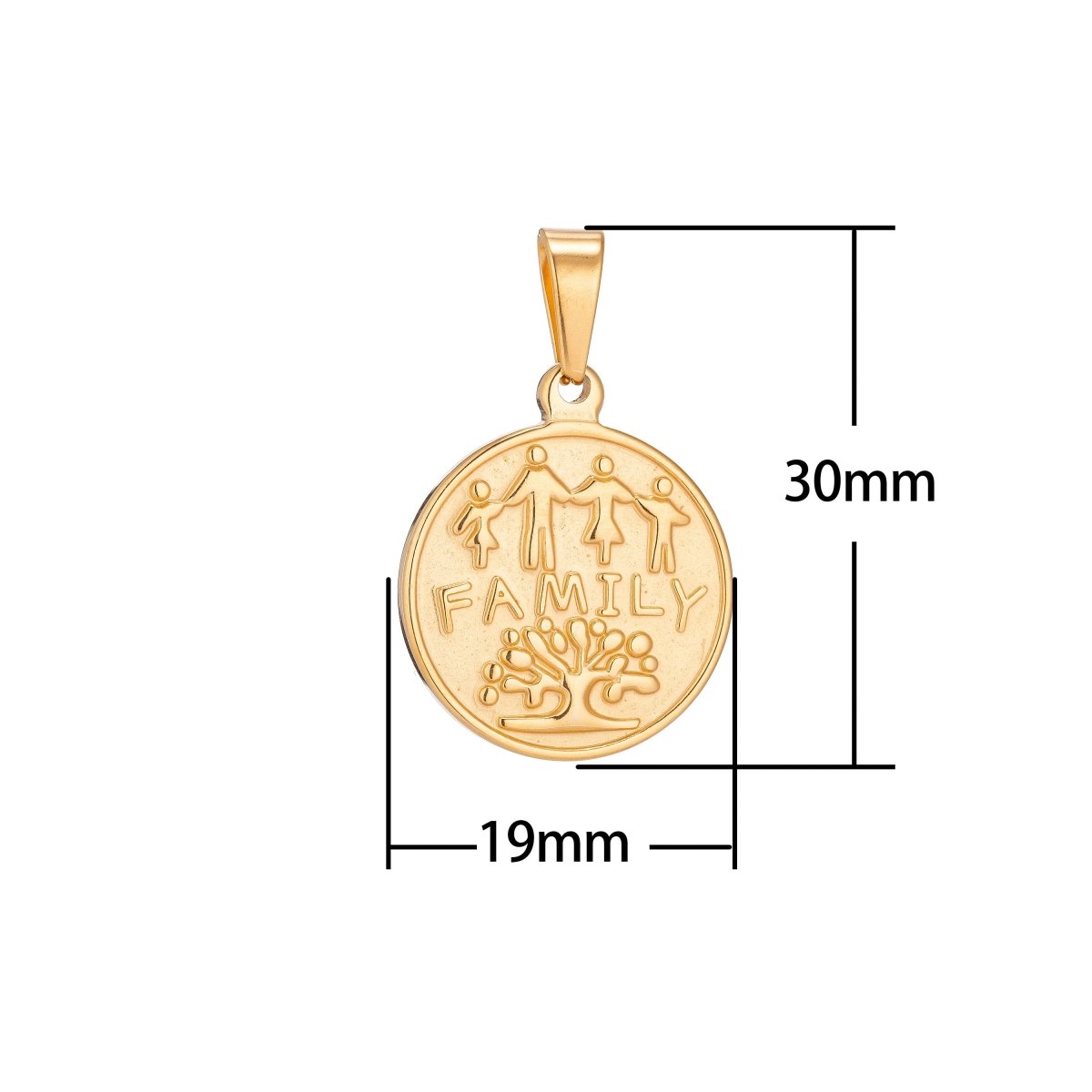 Dainty 18K Gold Fill Tree of Life Family Tree Coin Love Memories Keepsake Necklace Pendant Charm Bead Bails Findings for Jewelry Making J-409