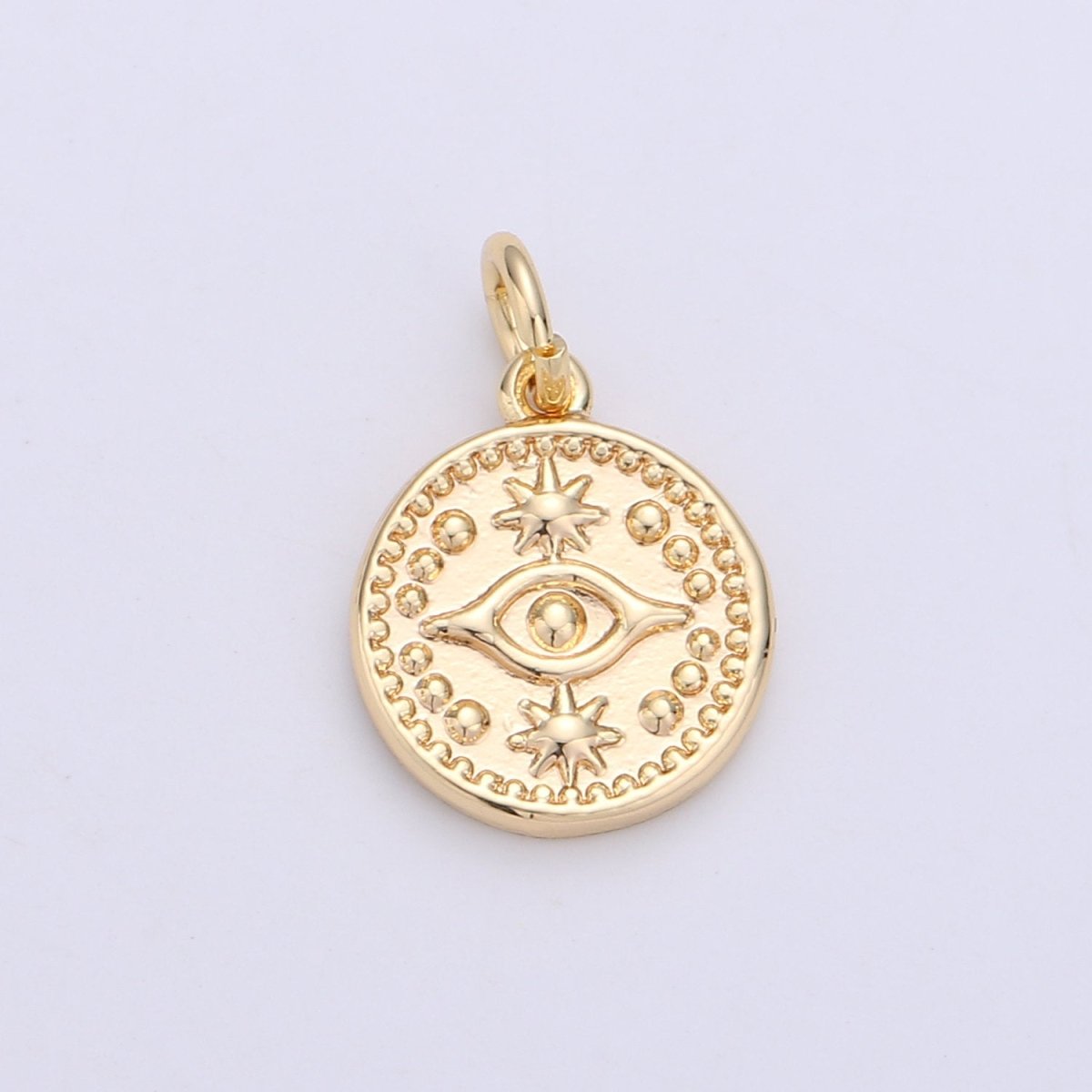 Dainty 18k Gold Filled Beads Coin Evil Eye Legend Charm for Bracelet Necklace Pendant Earring Findings for Jewelry Making C-080 C-656