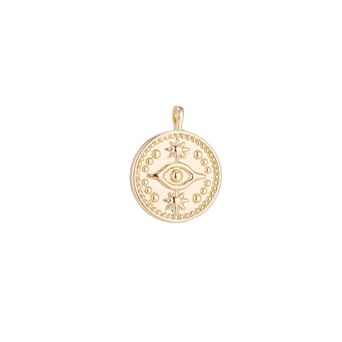 Dainty 18k Gold Filled Beads Coin Evil Eye Legend Charm for Bracelet Necklace Pendant Earring Findings for Jewelry Making C-080 C-656
