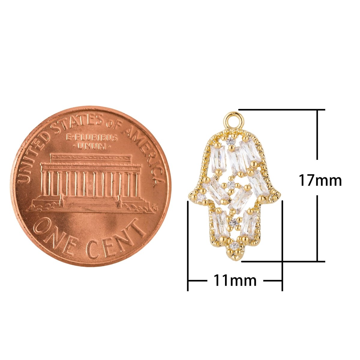 Dainty 18k Gold Filled CZ Hamsa Hand Charm Tiny Hamsa Charm in Micro Pave Hand of Fatima Charm for Bracelet Necklace Earring MakingC-366