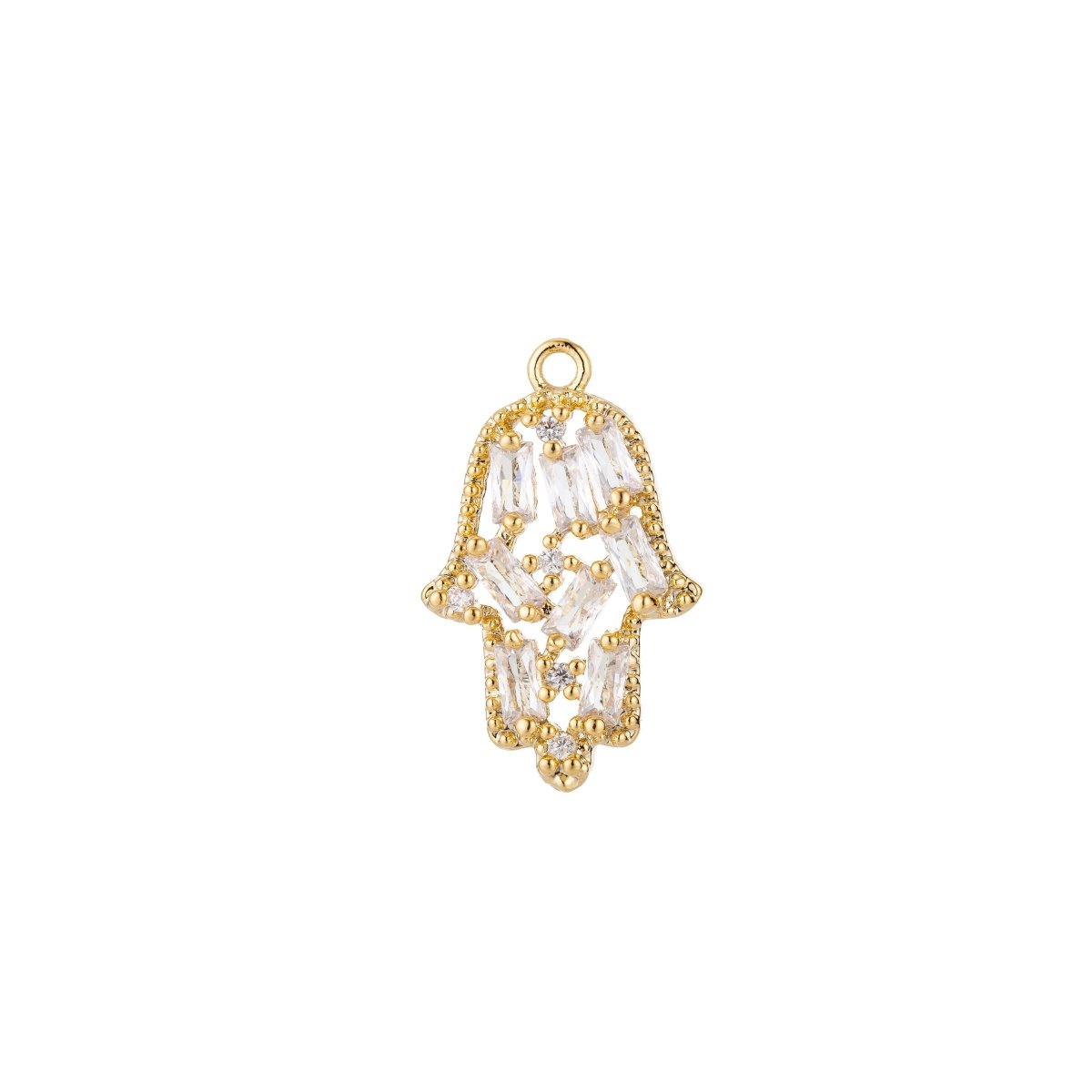 Dainty 18k Gold Filled CZ Hamsa Hand Charm Tiny Hamsa Charm in Micro Pave Hand of Fatima Charm for Bracelet Necklace Earring MakingC-366