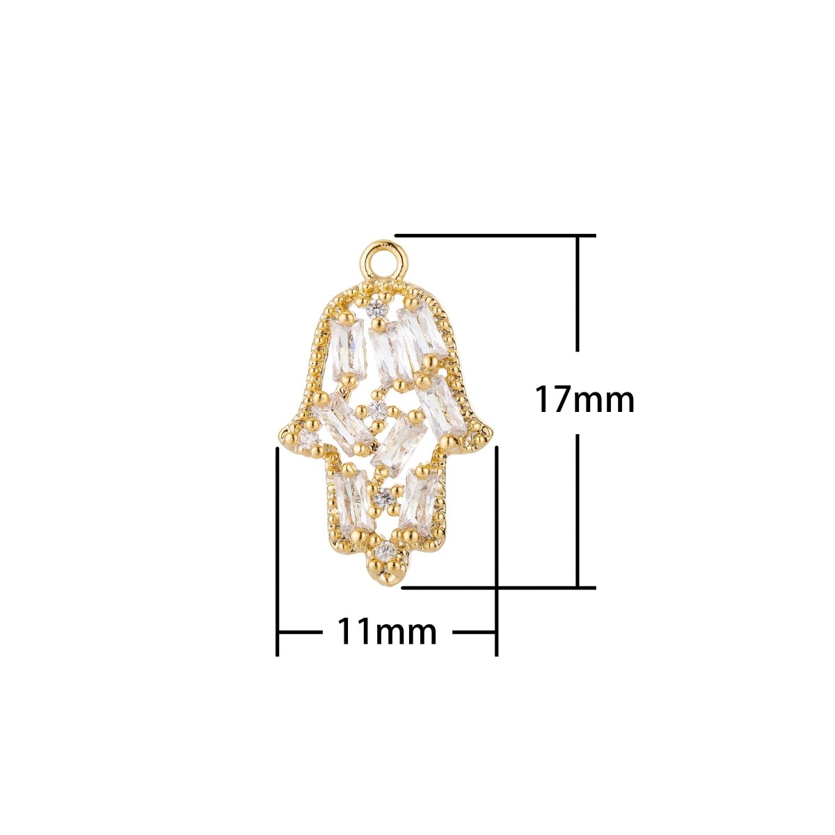 Dainty 18k Gold Filled CZ Hamsa Hand Charm Tiny Hamsa Charm in Micro Pave Hand of Fatima Charm for Bracelet Necklace Earring MakingC-366
