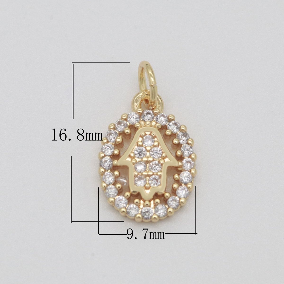 Dainty 18k Gold Filled Hamsa Hand / Evil Eye / Star Charm Micro Pave Mini Medallion Pendant for bracelet necklace earring Minimalist Jewelry M-750 - M-752