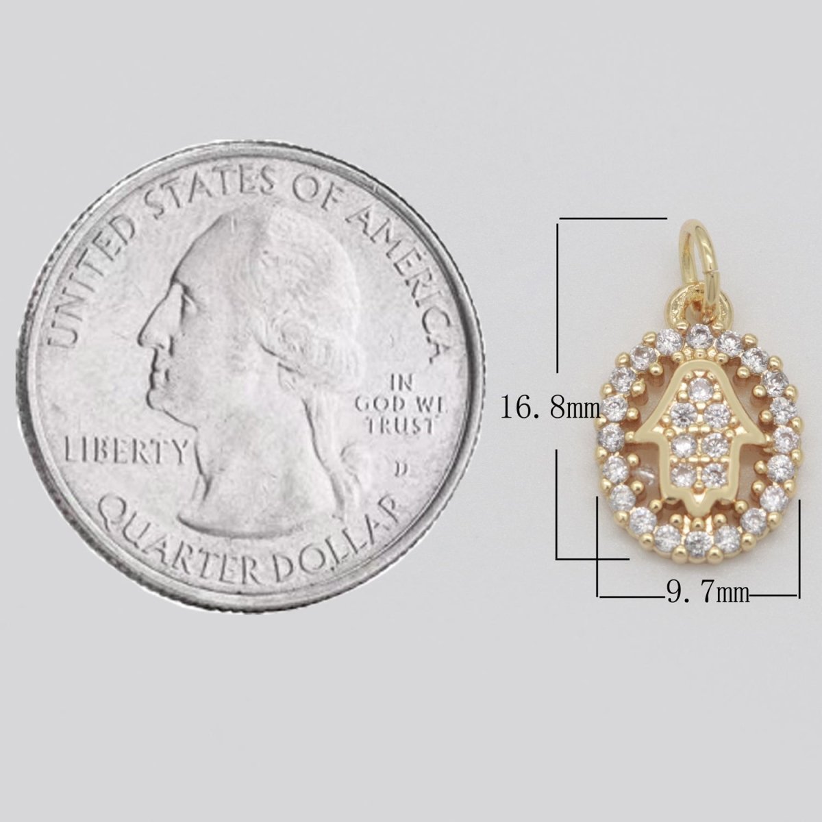 Dainty 18k Gold Filled Hamsa Hand / Evil Eye / Star Charm Micro Pave Mini Medallion Pendant for bracelet necklace earring Minimalist Jewelry M-750 - M-752