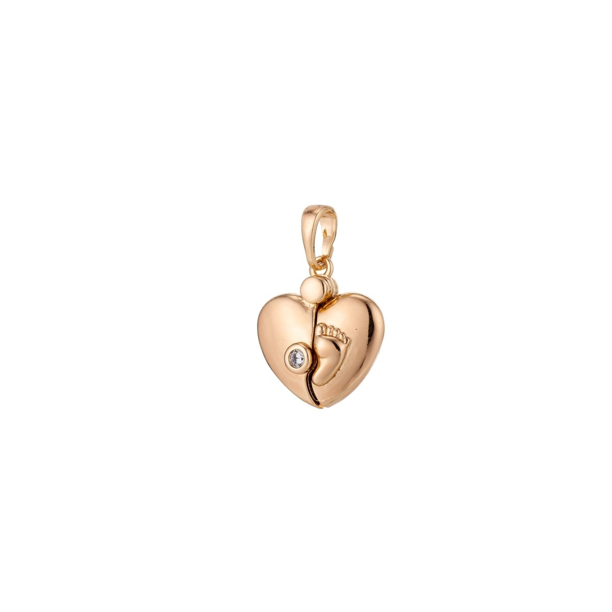 Dainty 18K Gold Filled Hearts charm with Baby Foot print charm for Necklace Bracelet Earring Making H-816