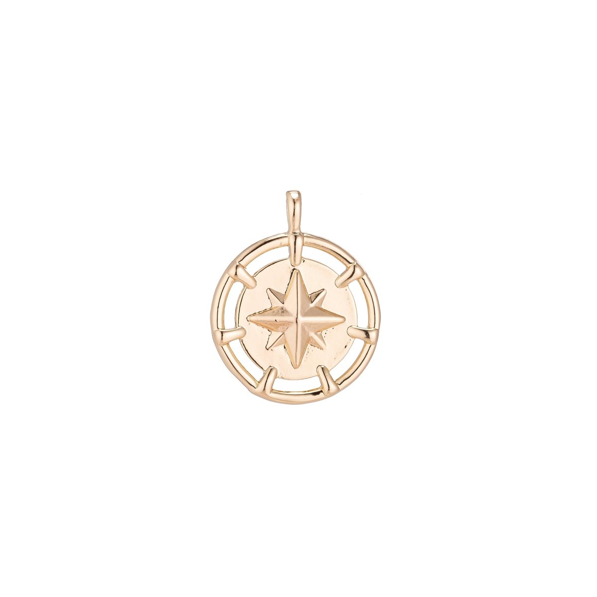 Dainty 18k Gold Filled North Star Charm Starry Twinkle Starburst Coin Pendant for Layer Necklace Earring Bracelet Jewelry Making Supplies C-079