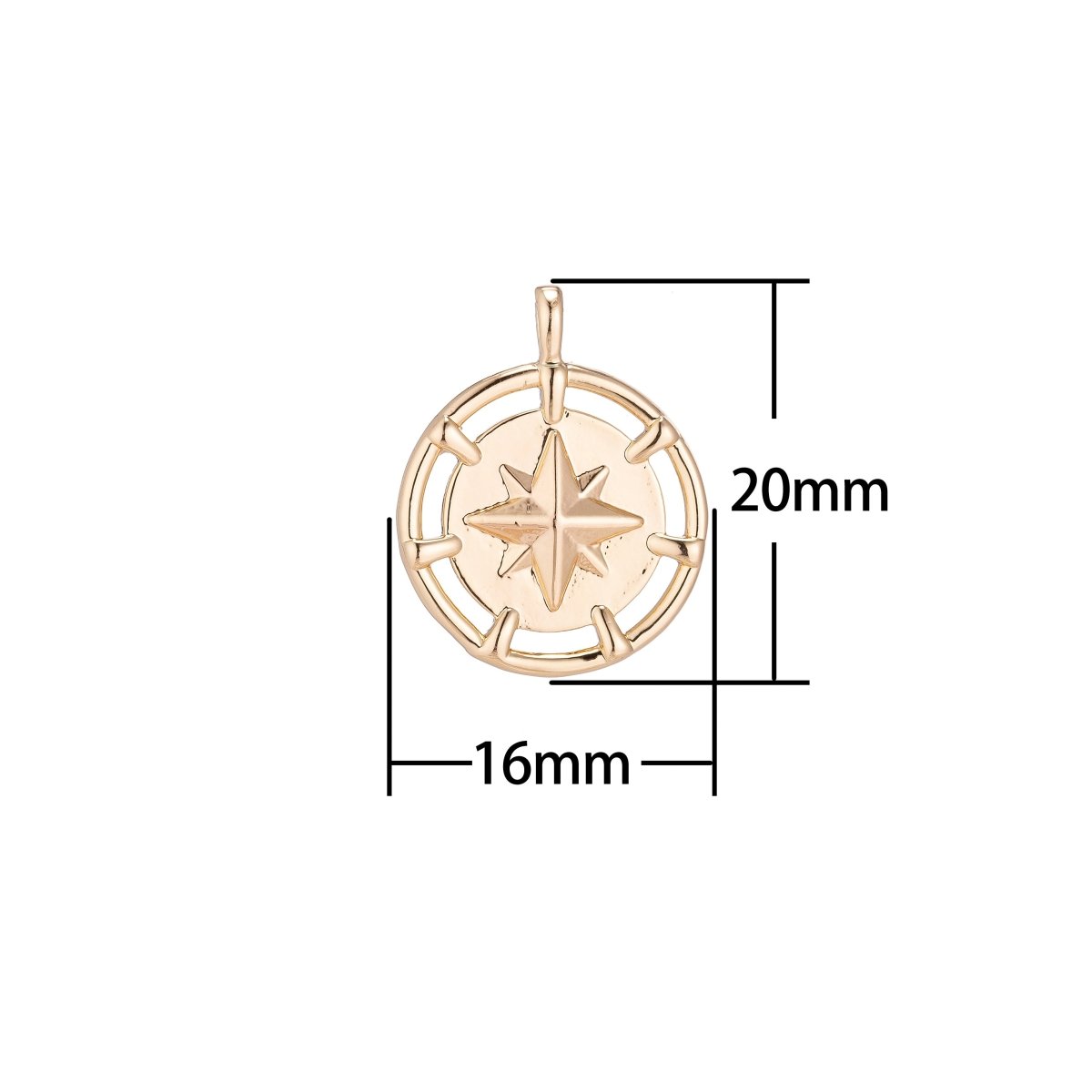 Dainty 18k Gold Filled North Star Charm Starry Twinkle Starburst Coin Pendant for Layer Necklace Earring Bracelet Jewelry Making Supplies C-079