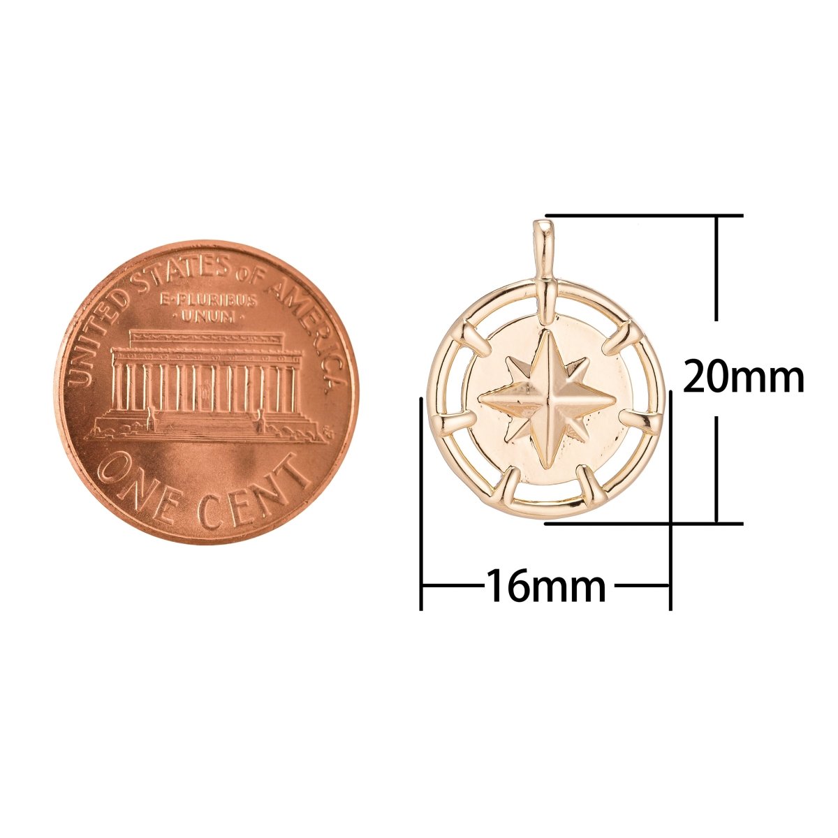 Dainty 18k Gold Filled North Star Charm Starry Twinkle Starburst Coin Pendant for Layer Necklace Earring Bracelet Jewelry Making Supplies C-079