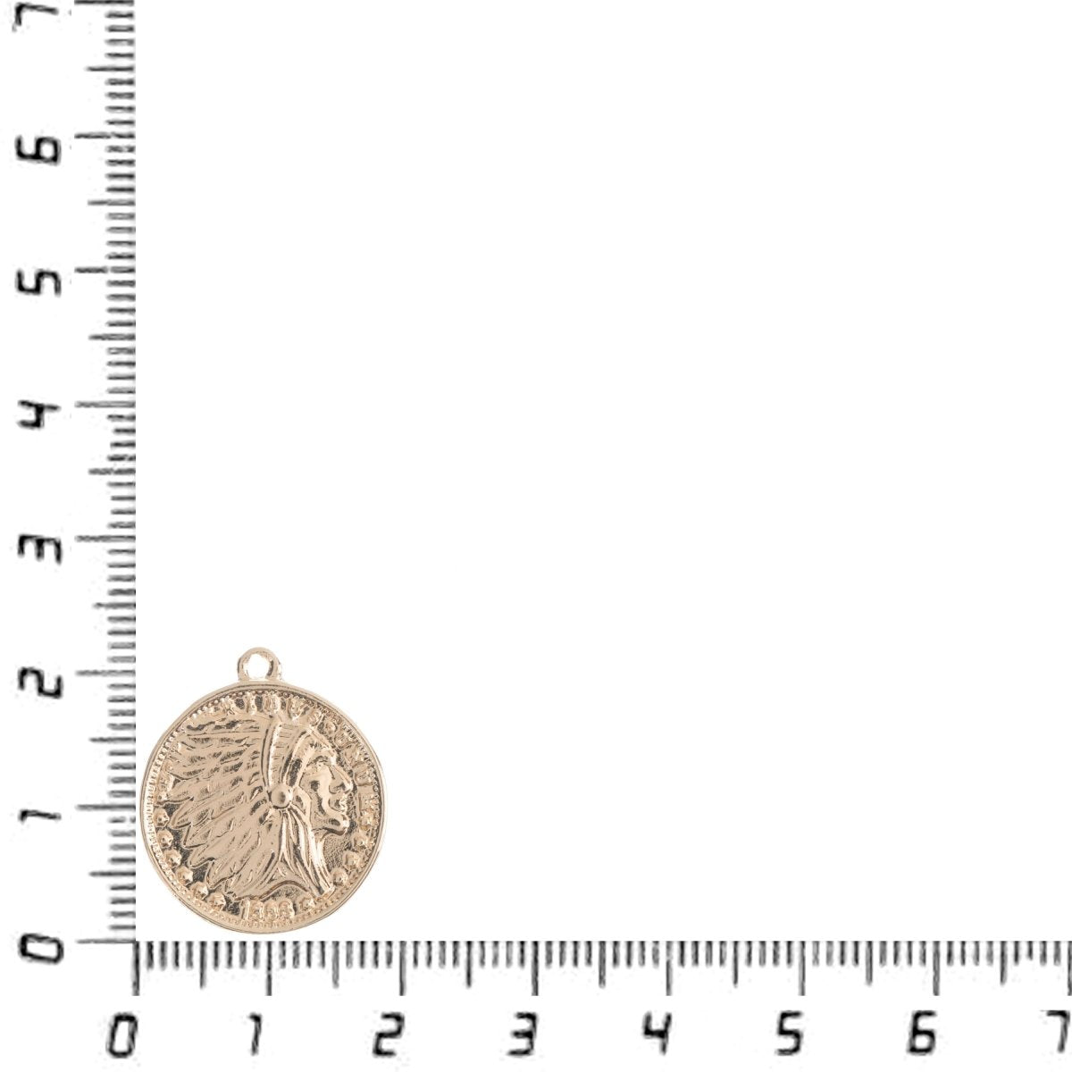 Dainty 18k Gold Filled Rustic Indian Chief Head with Full Headdress Antiqued Coin Charm Pendant Jewelry Supply C-240 - DLUXCA