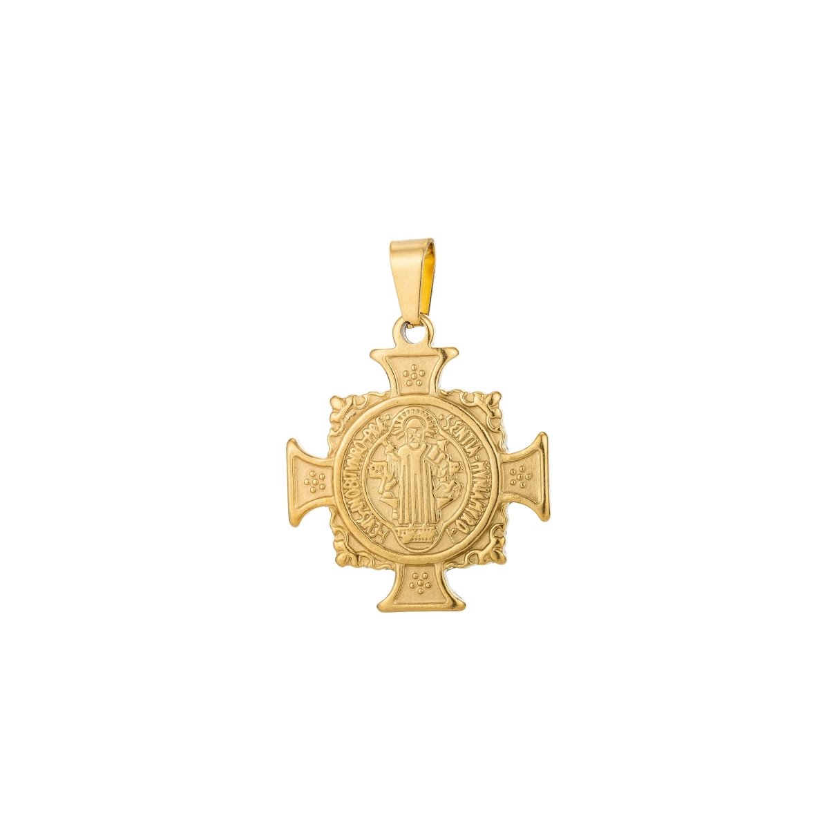 Dainty 18k Gold Filled Saint Benedict Cross Charm Medallion antiquity Pendant Double Sided for Necklace Jewelry Making J-554 J-608