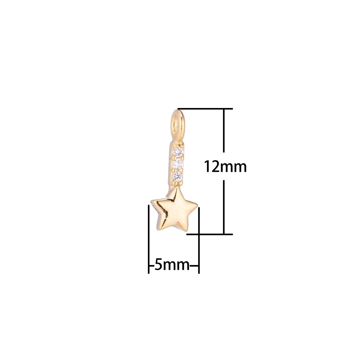 Dainty 18K Gold Filled Shining Twinkle Fallin Star Cubic Zirconia Charm Necklace Pendant Earring Bracelet Findings for Jewelry Making C-152 - DLUXCA