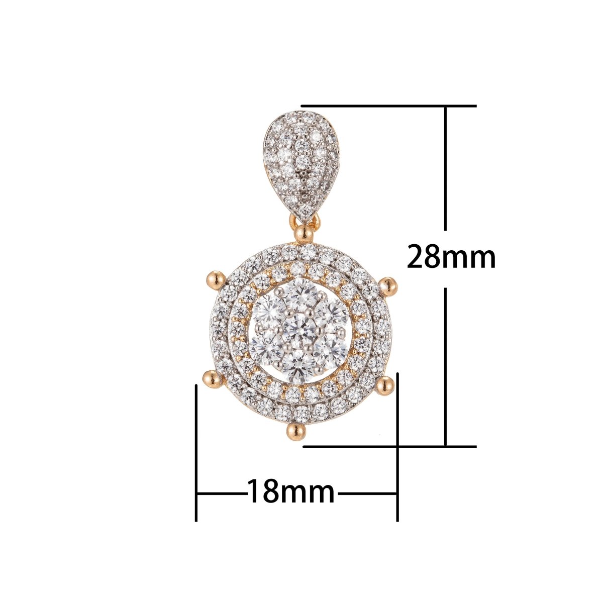 Dainty 18k Gold Filled Ship Wheel Charms Micro Pave Helm Charms for Necklace Pendants Nautical Jewelry