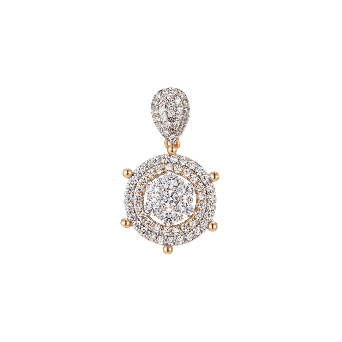Dainty 18k Gold Filled Ship Wheel Charms Micro Pave Helm Charms for Necklace Pendants Nautical Jewelry