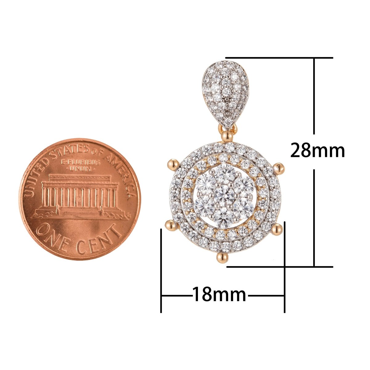 Dainty 18k Gold Filled Ship Wheel Charms Micro Pave Helm Charms for Necklace Pendants Nautical Jewelry