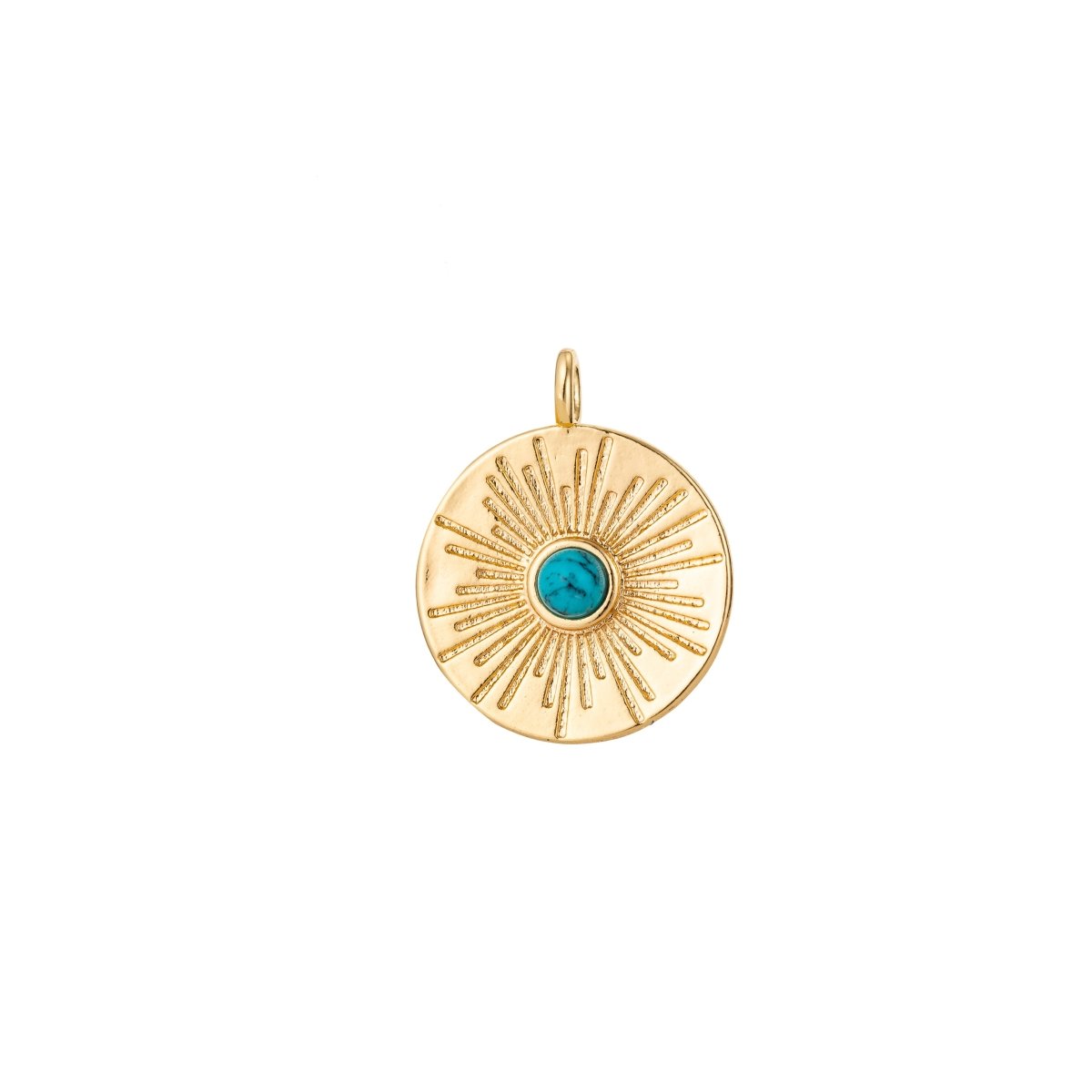 Dainty 18K Gold Filled / White Gold Sun Sunburst Coin Charm Turquoise / White Howlite Charm for Earring Necklace Jewelry Making Supplies C-271 C-272 C-303 D-778 - DLUXCA