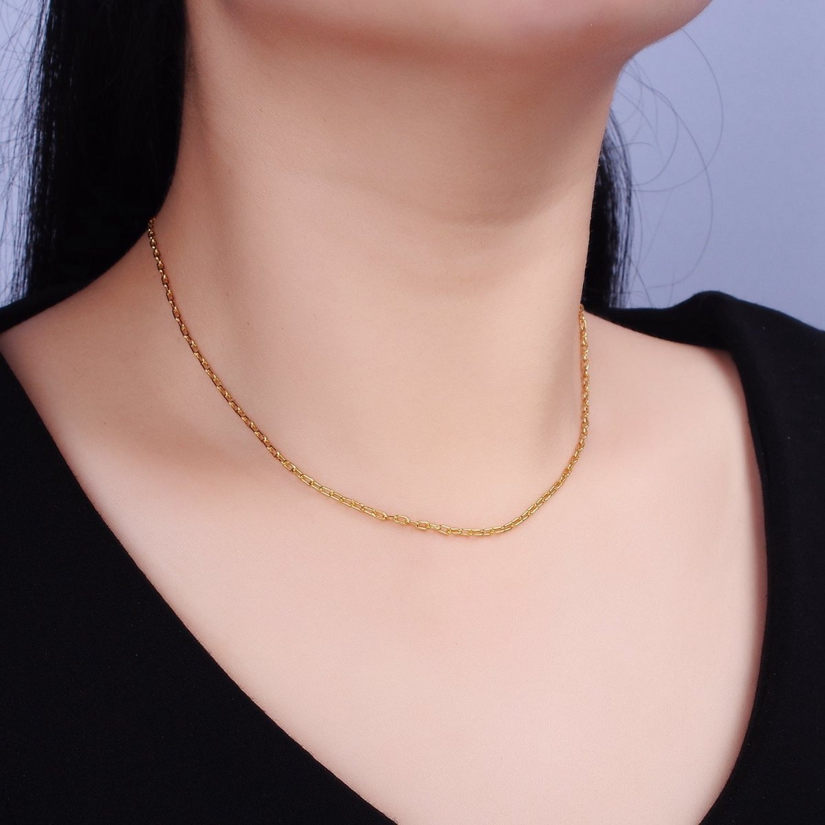 Dainty 1.8mm Cable Paperclip 16 Inch Minimalist Choker Chain Necklace | WA-1873 Clearance Pricing - DLUXCA