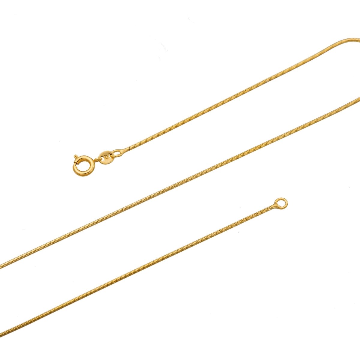 Dainty 1mm Omega Chain, 24K Gold Plated Omega Chain Necklace, 17.5 Inches Omega Necklace w/ Spring Rings | CN-173  Clearance Pricing