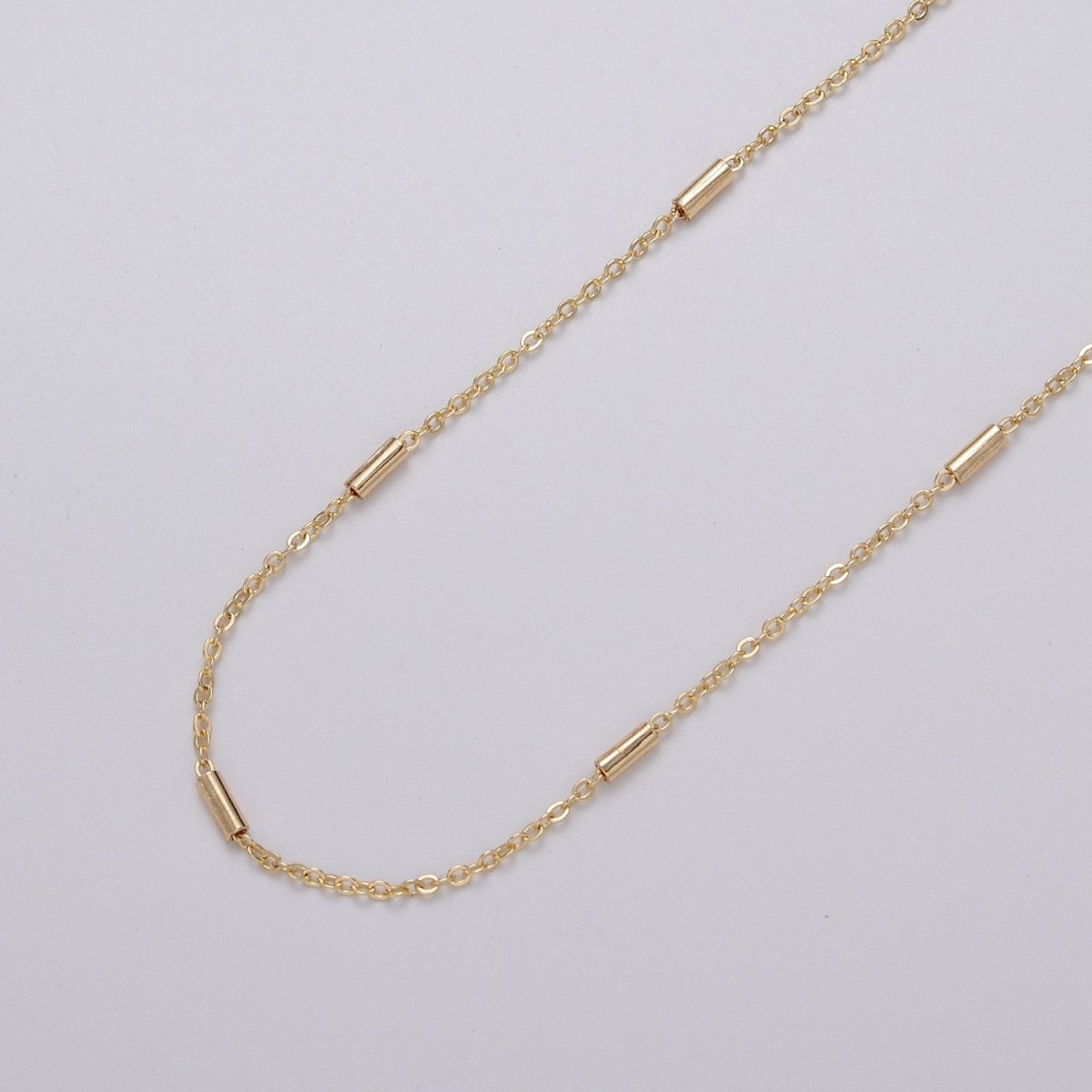 Dainty 24K Gold Filled 1.5mm Unique Cable Tube Unfinished Chain by Yard in Gold & Silver | ROLL-1035, ROLL-1090 Clearance Pricing