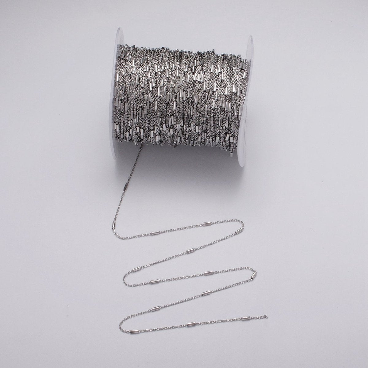 Dainty 24K Gold Filled 1.5mm Unique Cable Tube Unfinished Chain by Yard in Gold & Silver | ROLL-1035, ROLL-1090 Clearance Pricing