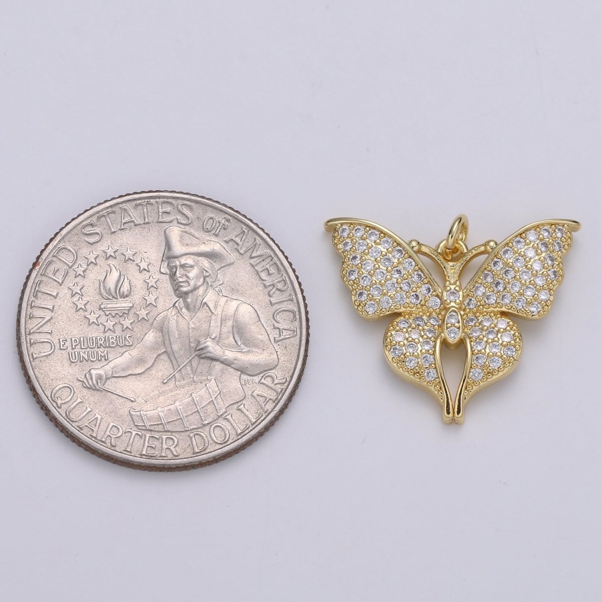 Dainty 24K Gold Filled Butterfly Charm E-113 - DLUXCA