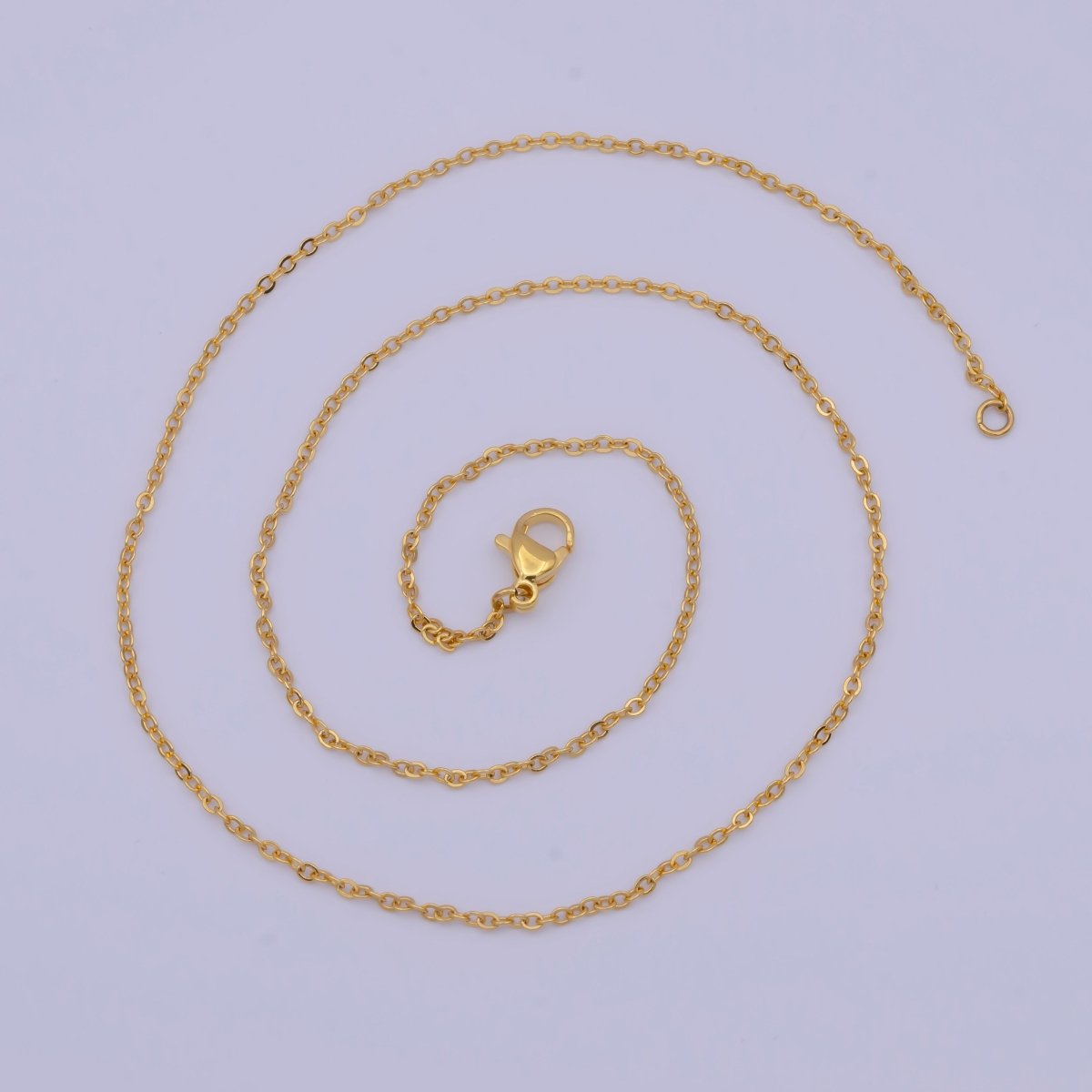 Dainty 24K Gold Filled Cable Chain Necklace Gold Link Chain Necklace Ready to Wear 17.5 Inch | WA-1148 Clearance Pricing - DLUXCA