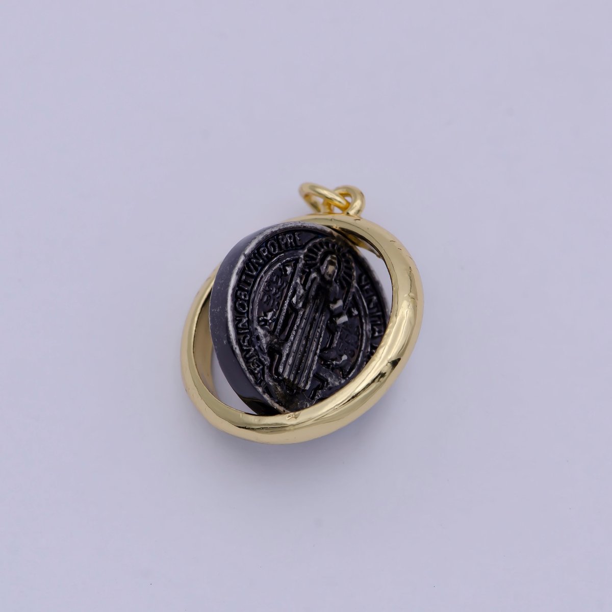 Dainty 24k Gold Filled Coin Saint Benedict Charm Religious Medallion Bracelet Necklace Pendant Earring Findings for Jewelry Making E-123 - DLUXCA