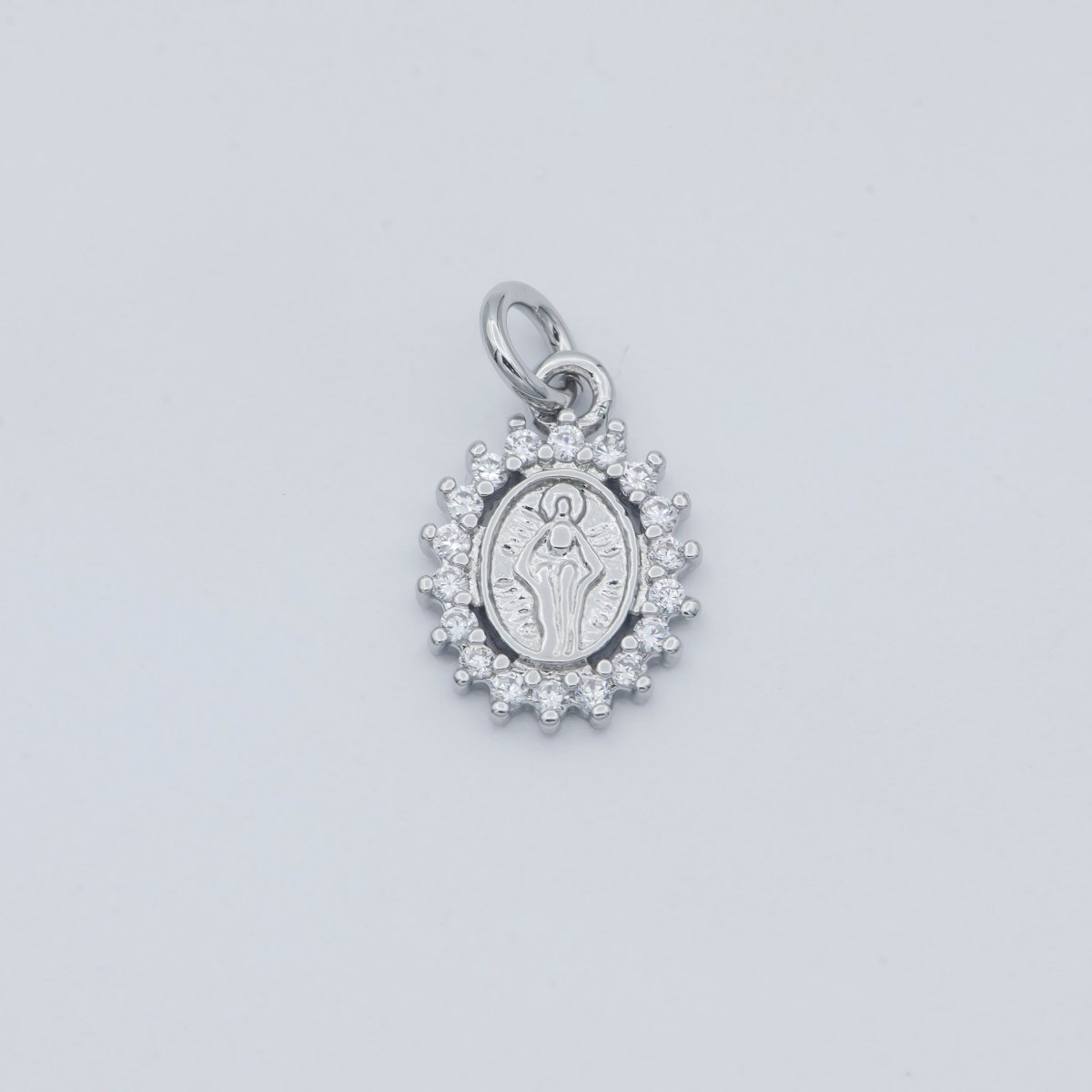 Dainty 24K Gold Filled Delicate Virgin Mother Mary Cubic Zirconia Bracelet Necklace Pendant Earring Charm Gift for Woman Jewelry Making, Gold Silver Miraculous Lady M-585 -M-592