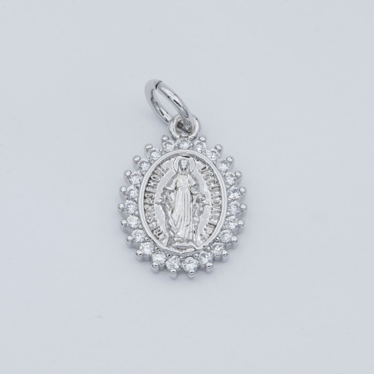 Dainty 24K Gold Filled Delicate Virgin Mother Mary Cubic Zirconia Bracelet Necklace Pendant Earring Charm Gift for Woman Jewelry Making, Gold Silver Miraculous Lady M-585 -M-592