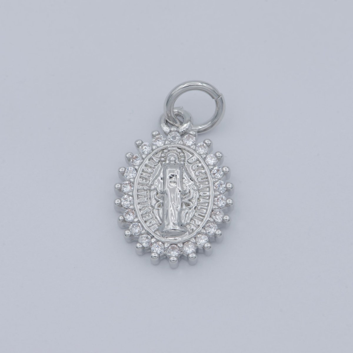 Dainty 24K Gold Filled Delicate Virgin Mother Mary Cubic Zirconia Bracelet Necklace Pendant Earring Charm Gift for Woman Jewelry Making, Gold Silver Miraculous Lady M-585 -M-592