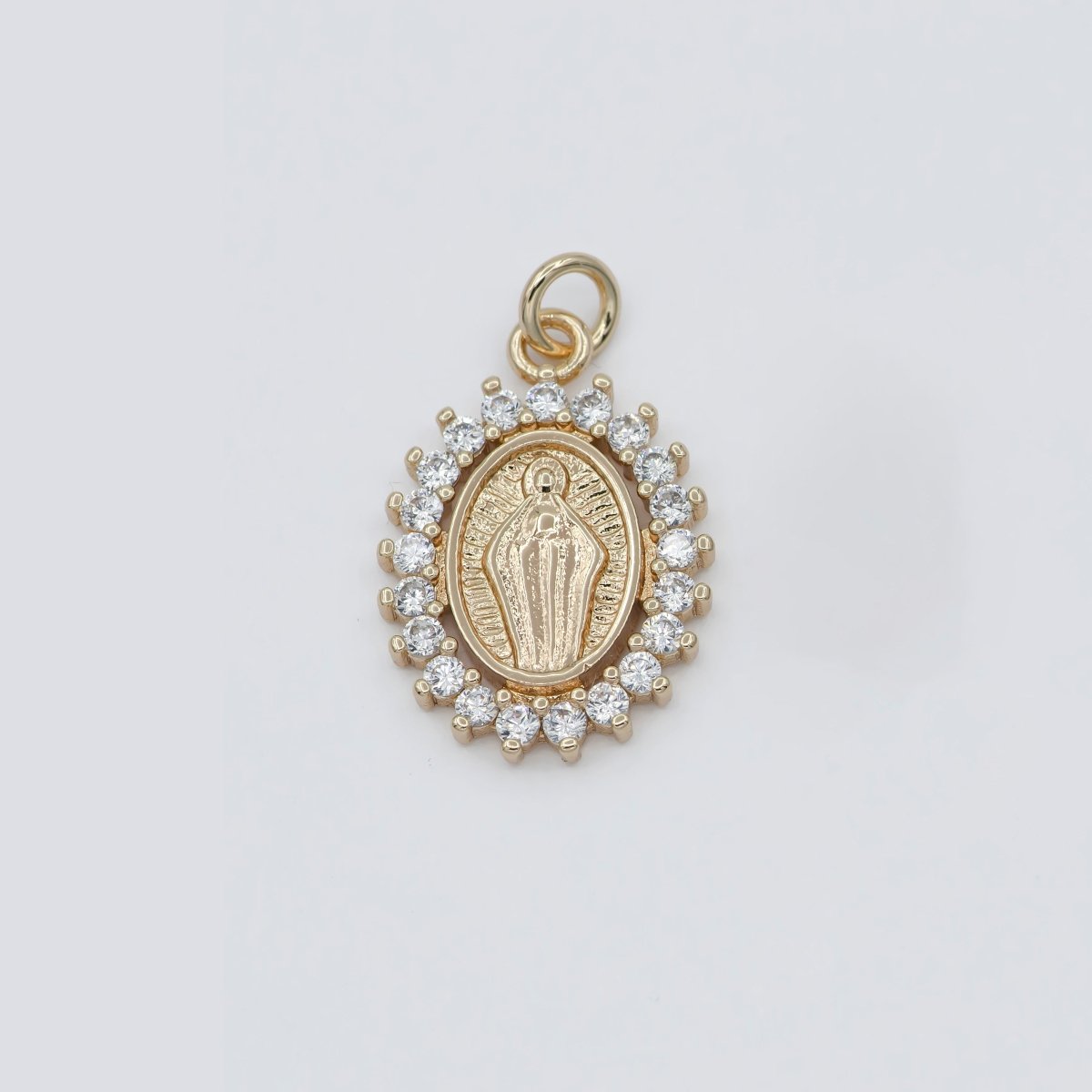Dainty 24K Gold Filled Delicate Virgin Mother Mary Cubic Zirconia Bracelet Necklace Pendant Earring Charm Gift for Woman Jewelry Making, Gold Silver Miraculous Lady M-585 -M-592