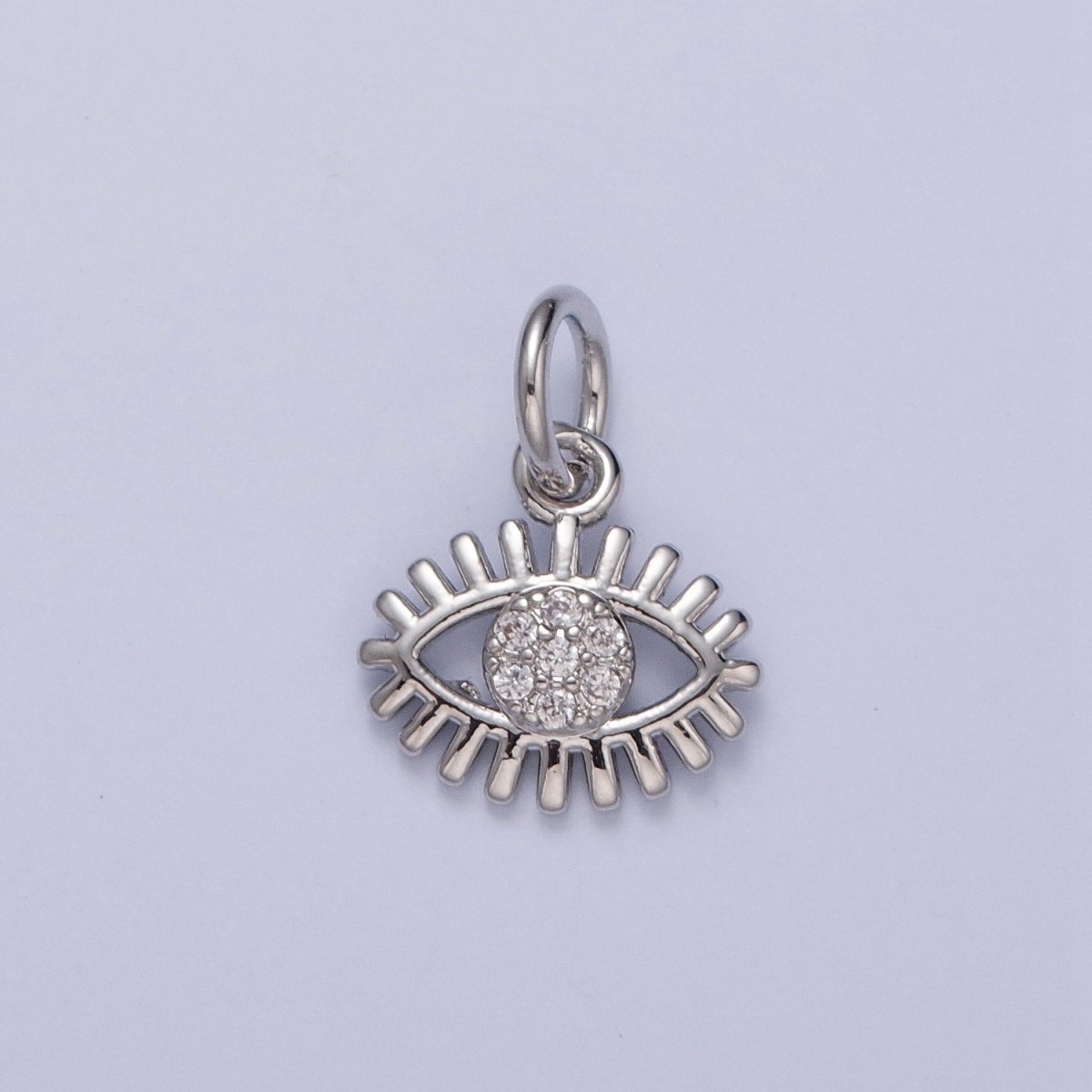 Dainty 24K Gold Filled Evil Eye Charm, Micro Pave Clear CZ Protection Eye of Ra Charm | X-088 X-089