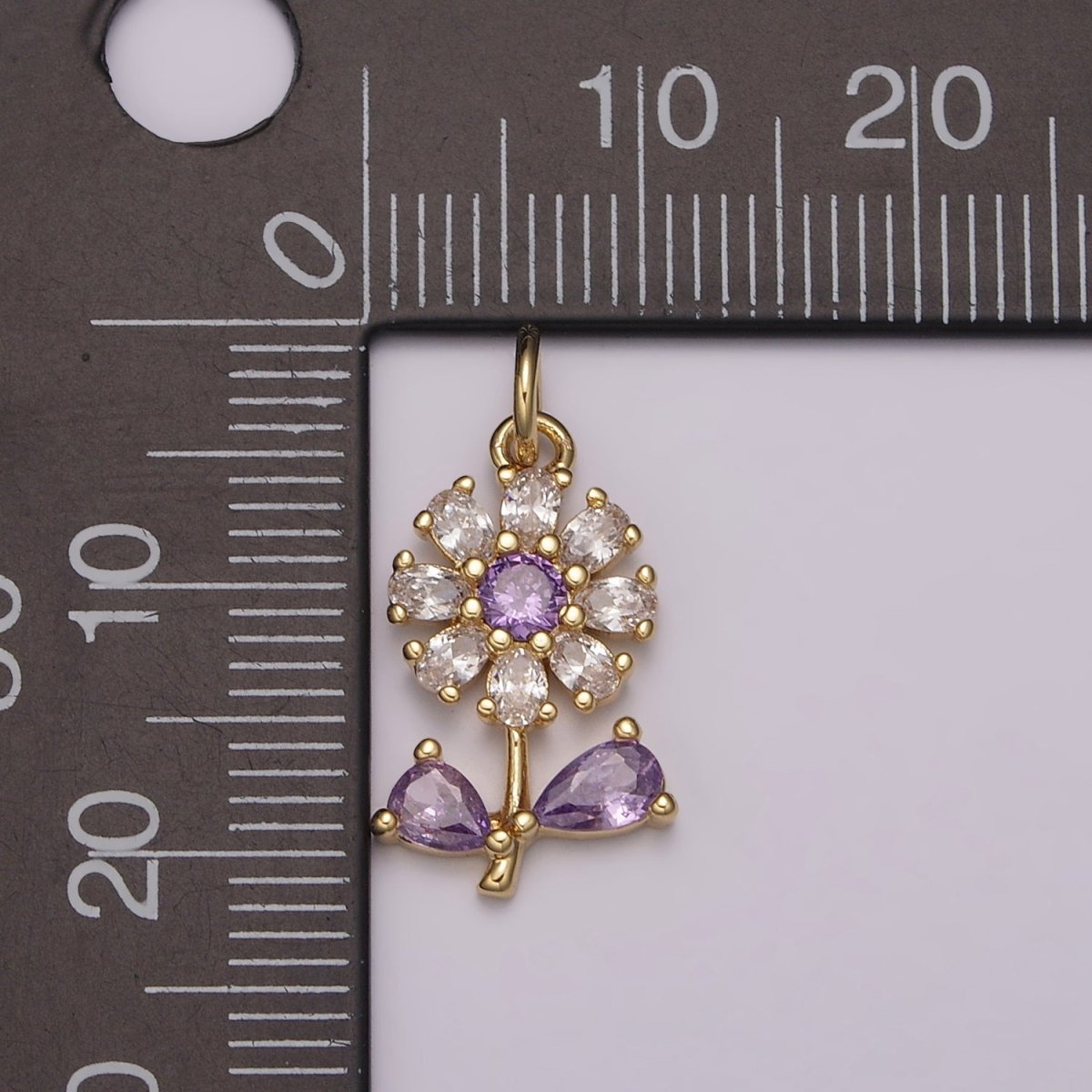 Dainty 24k Gold Filled Flower Charm Purple Daisy Flower Charm for necklace bracelet earring M-934 M-935