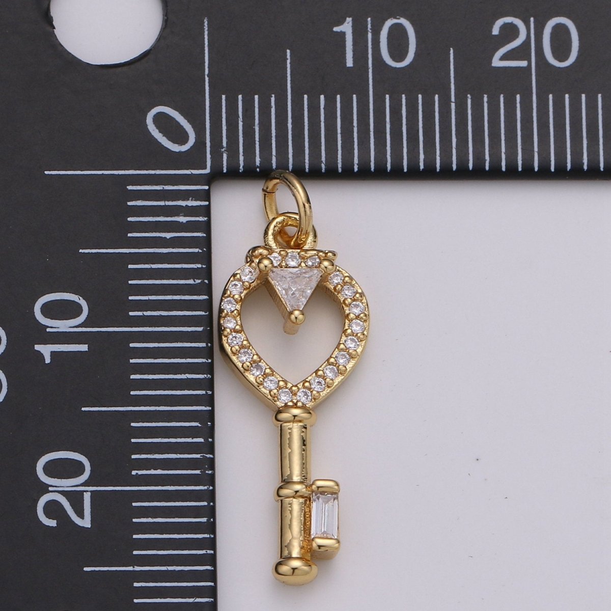 Dainty 24k Gold Filled Key Charms, Gold Filled Love Charm, Cubic Charm , Micro Pave Silver Love Key charm Relationship Jewelry Inspired D-585 D-586