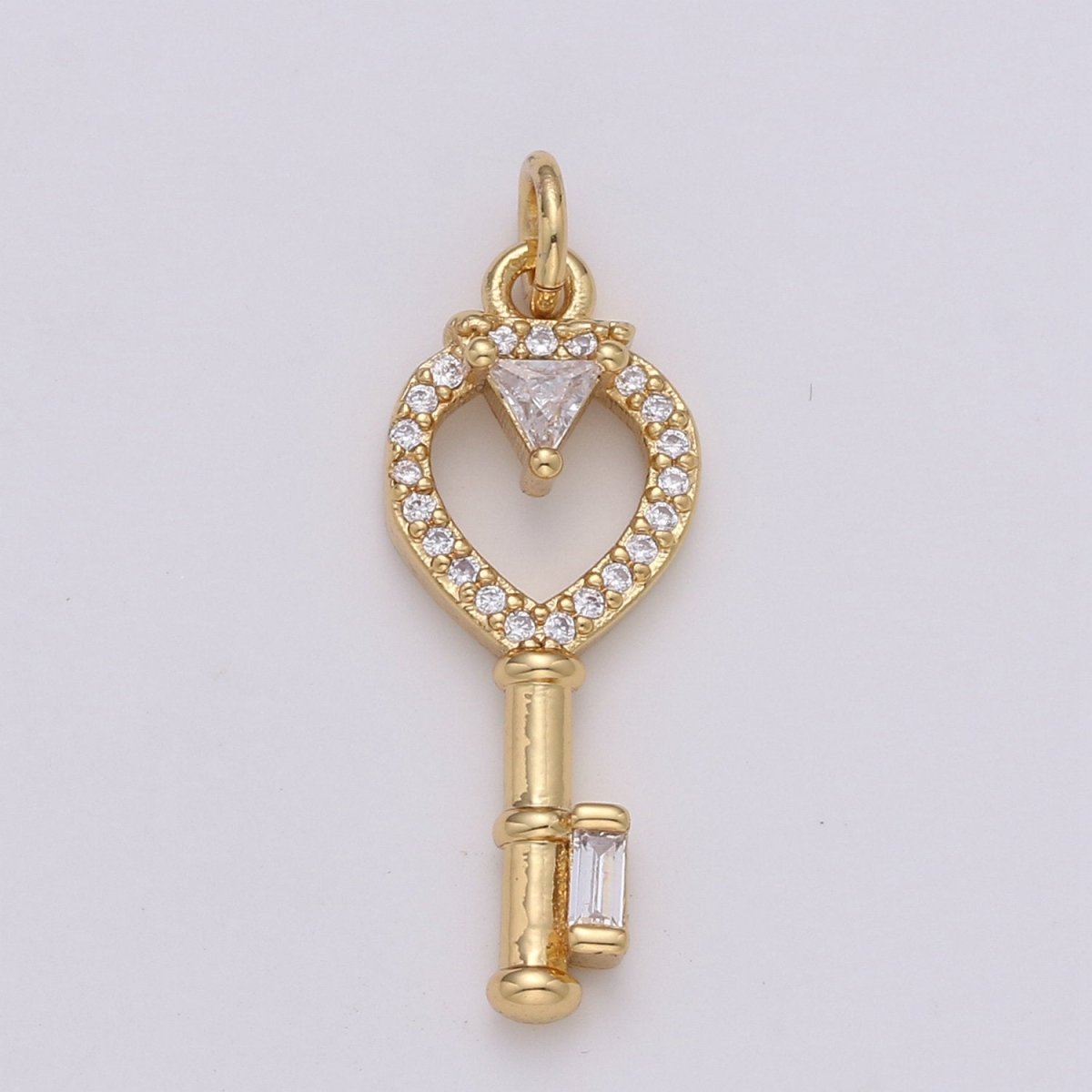 Dainty 24k Gold Filled Key Charms, Gold Filled Love Charm, Cubic Charm , Micro Pave Silver Love Key charm Relationship Jewelry Inspired D-585 D-586
