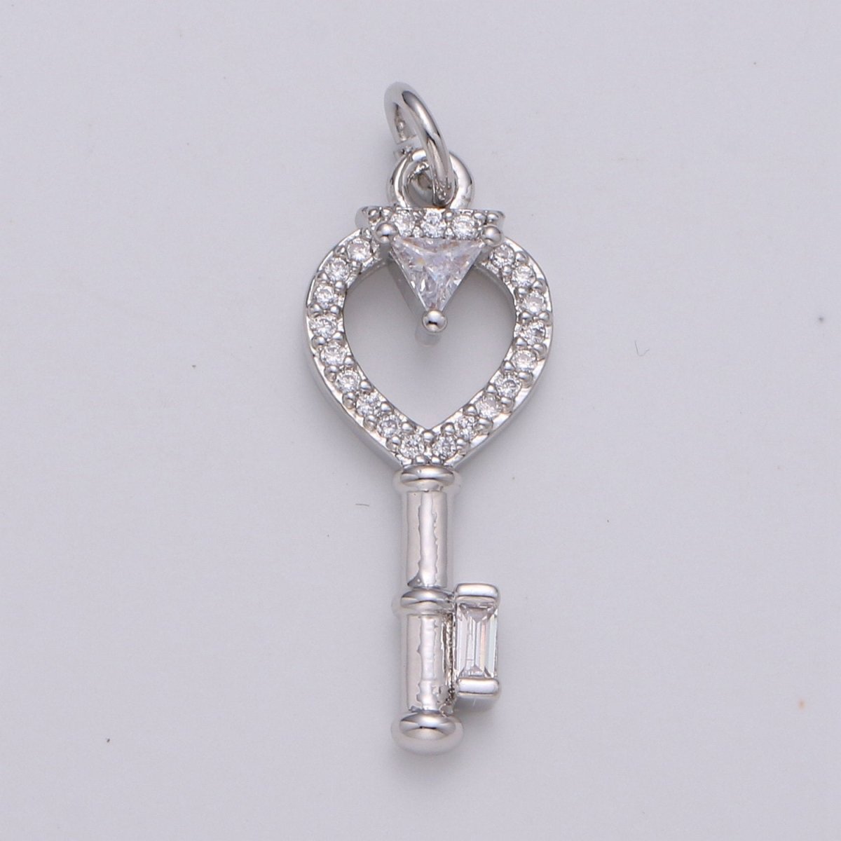 Dainty 24k Gold Filled Key Charms, Gold Filled Love Charm, Cubic Charm , Micro Pave Silver Love Key charm Relationship Jewelry Inspired D-585 D-586