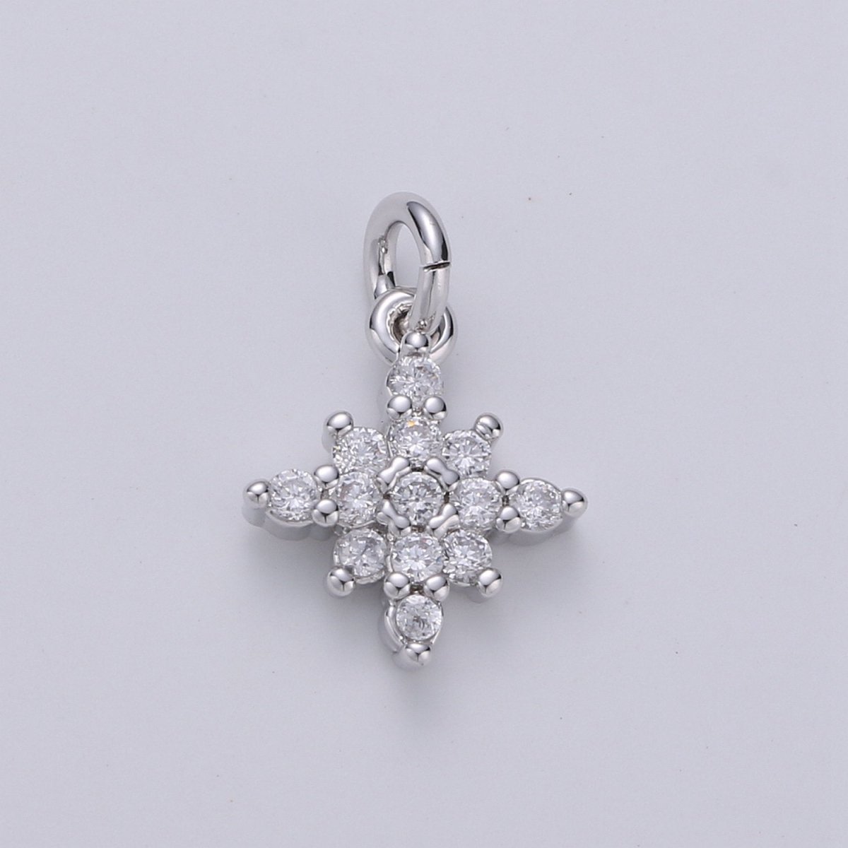 Dainty 24k Gold Filled Micro Pave CZ North Star Pendant Charm, North Star Pendant Charm, Silver Star Pendant, For DIY Jewelry Making, D-463, D-464