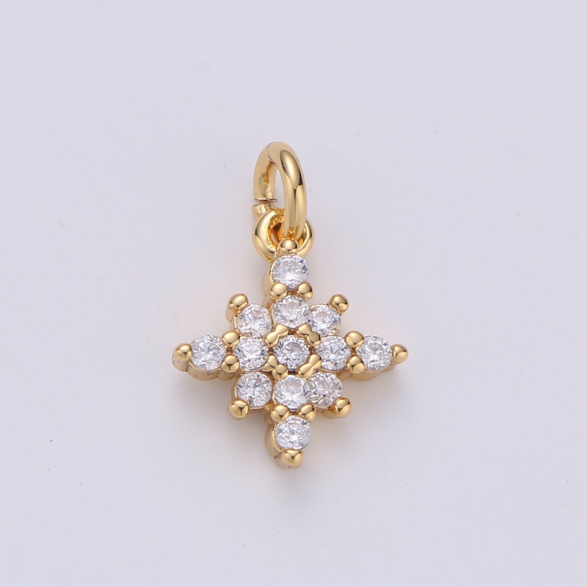 Dainty 24k Gold Filled Micro Pave CZ North Star Pendant Charm, North Star Pendant Charm, Silver Star Pendant, For DIY Jewelry Making, D-463, D-464