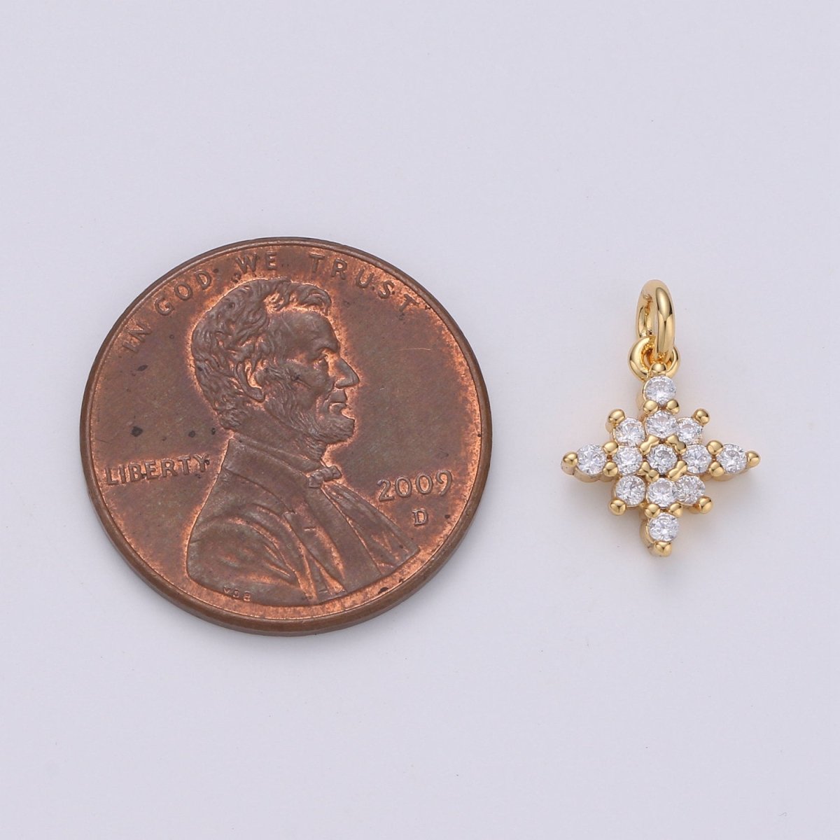 Dainty 24k Gold Filled Micro Pave CZ North Star Pendant Charm, North Star Pendant Charm, Silver Star Pendant, For DIY Jewelry Making, D-463, D-464