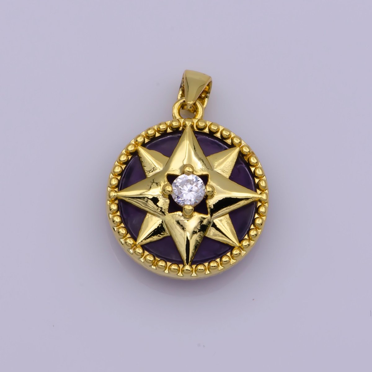 Dainty 24K Gold Filled North Star Charm, Purple Pink Teal Blue Star Coin Pendant For Layer Necklace Earring Bracelet Jewelry Making Supplies I-333 - DLUXCA
