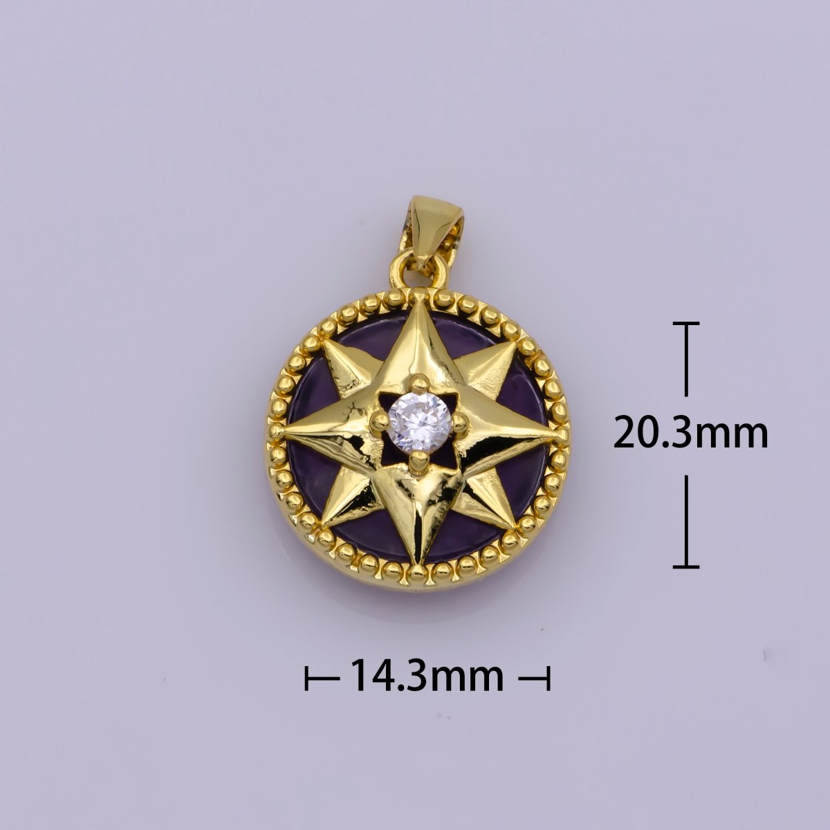 Dainty 24K Gold Filled North Star Charm, Purple Pink Teal Blue Star Coin Pendant For Layer Necklace Earring Bracelet Jewelry Making Supplies I-333 - DLUXCA